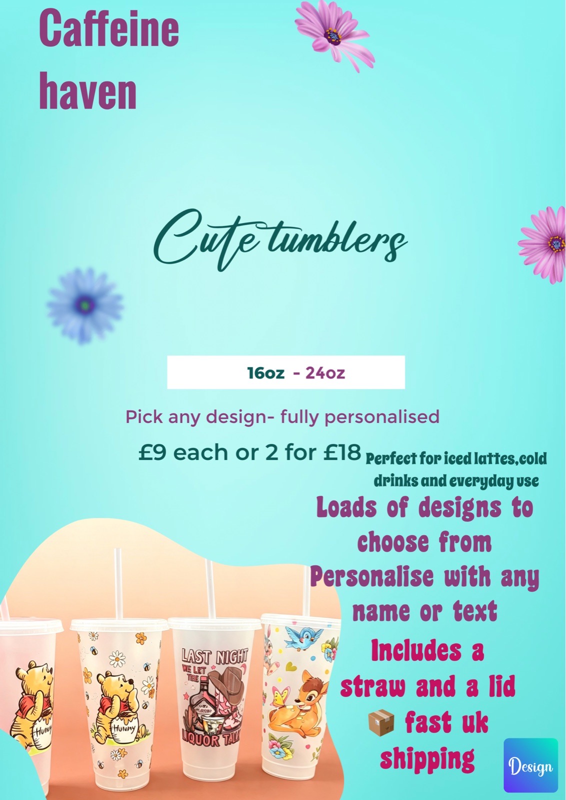 Personalised iced coffee cups