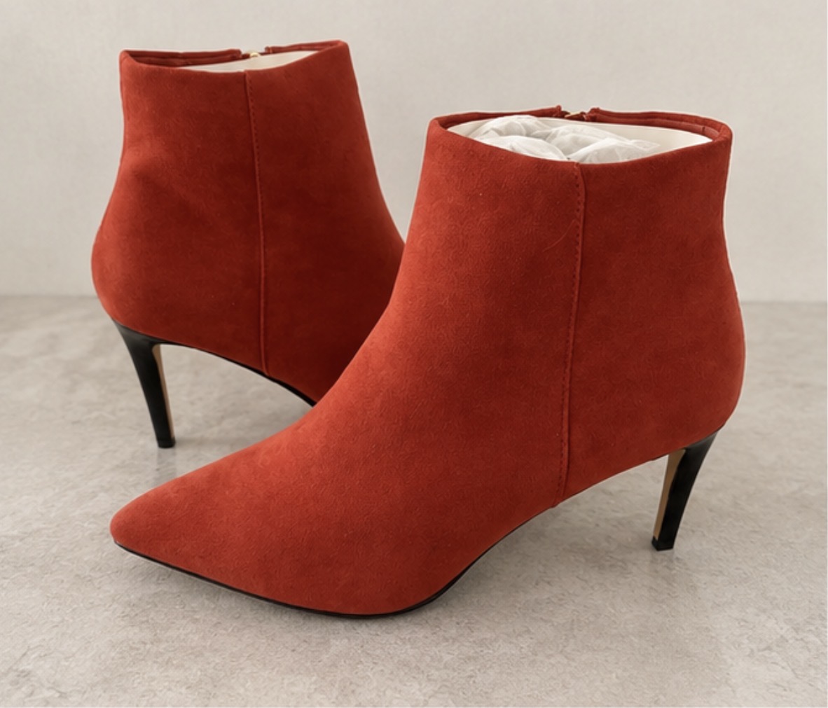 Oasis Red Suede Pointed Ankle Heel- Size 5