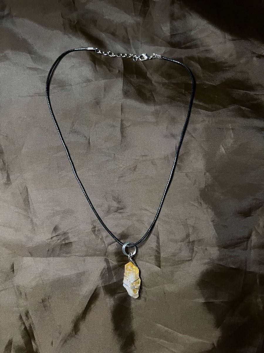 Handmade Wire-Wrapped Raw Citrine Crystal Necklace