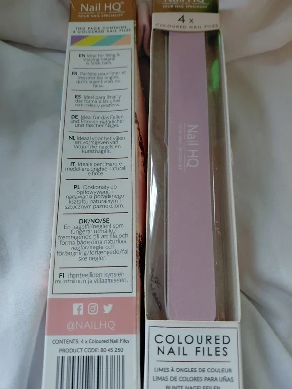 Bundle of 2 x Brand New Nail HQ Professional Coloured Nail Files (Pack of 4)