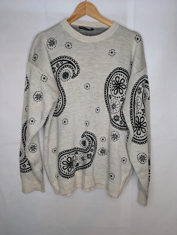 Trendyol Man Beige Patterned Sweater Size Large