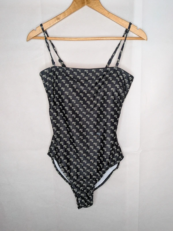 Minus Nabina Swimsuit Black Logo Print Size 12-14
