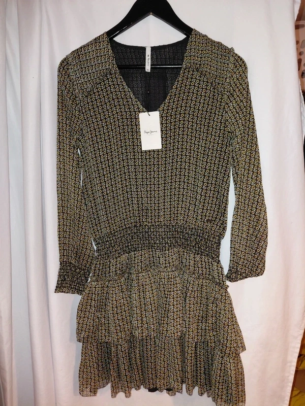 Pepe Jeans Black Flowery Dress Size 4-6