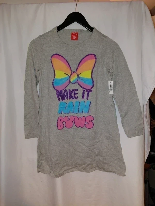 Girls Minnie Mouse Grey Printed Long Jumper Size 8 Years