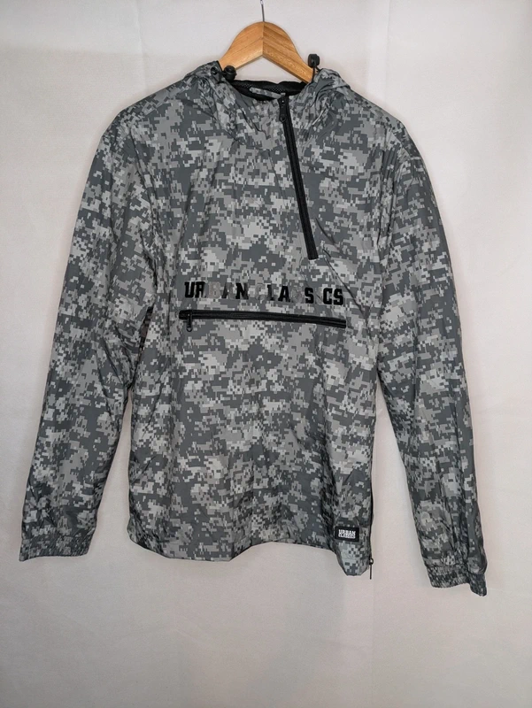 Urban Classics Grey Windbreaker Hooded Jacket Size Medium