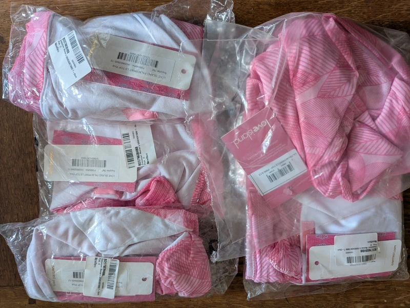 5 x Love Island Pink Palm Tree Print Crop Tops Size 12