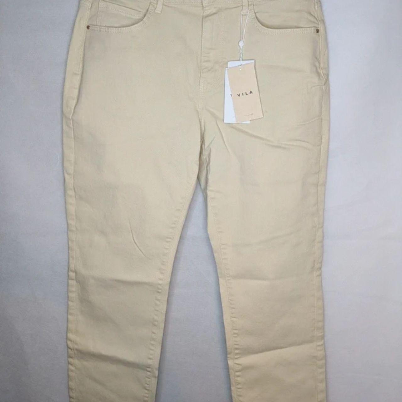 Womens Vila Straight Beige Jeans 42 Waist 30 Inside Leg