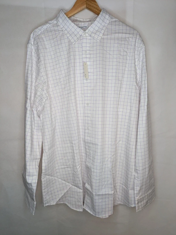Amazon Essentials White & Lilac Checked Shirt Long Sleeve Size XXL