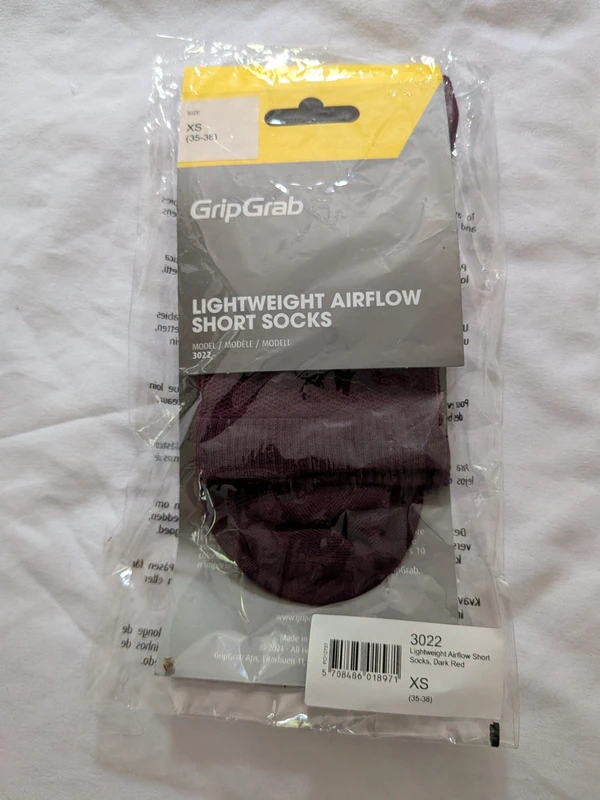 GripGab Dark Red Light Weight Airflow Short Socks Size XS
