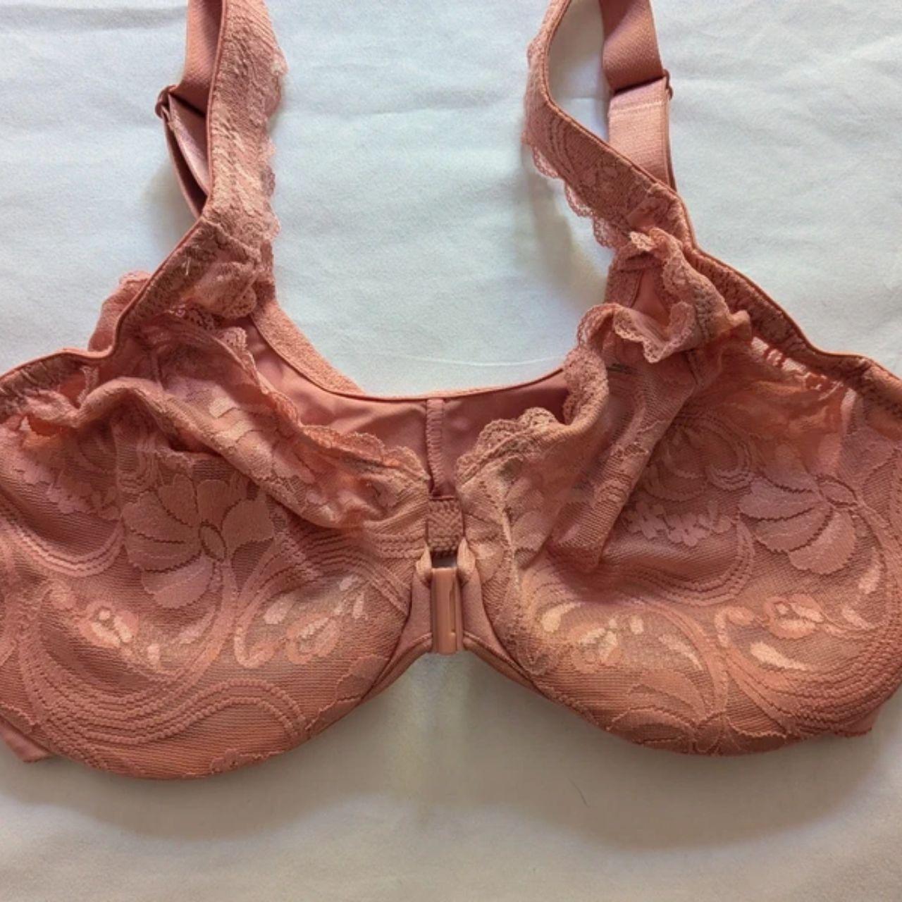 Glamorise Wonderwire Front-Closure Stretch Lace Underwire Bra 9245 Apricot 32D