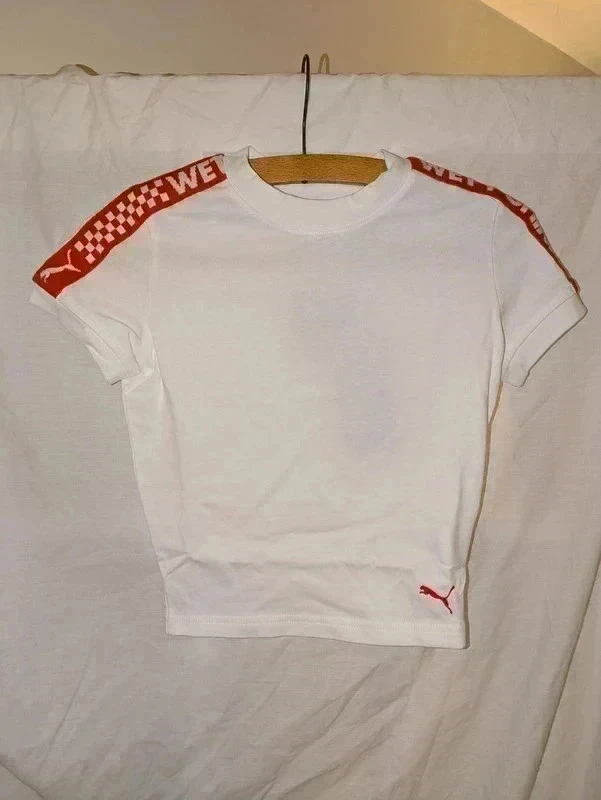 Womens Puma x Fenty by Rihanna White Cropped Wet T-Shirt Size 6