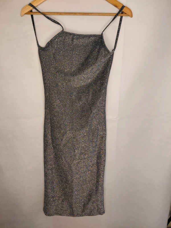 Trendyol Grey Sparkly Backless Party Dress Size 8