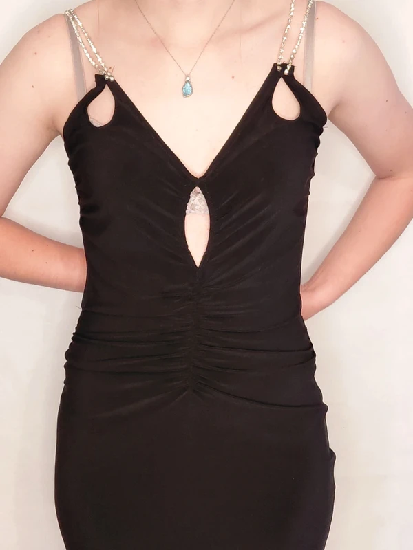 Trendyol Backless Little Black Dress, with silver beaded straps Size 12