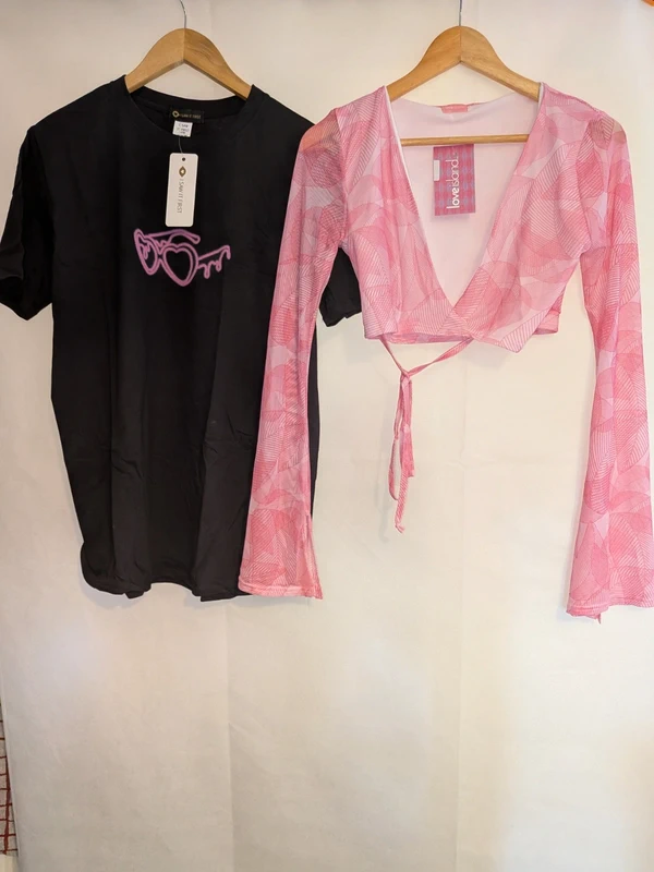 2 x Love Island Tops Pink Pal Tree & Black Sunglasses Medium