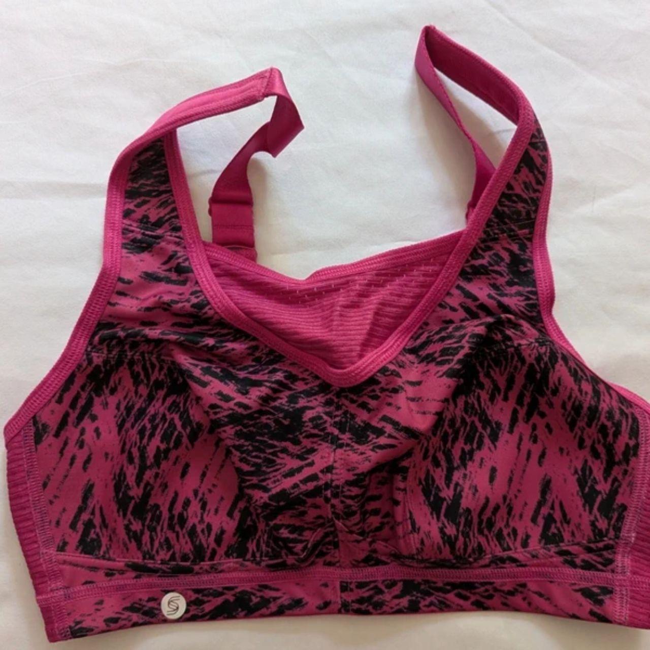 Glamorise No-Bounce Camisole Elite Sports Wirefree Bra Fuschia Print 34C