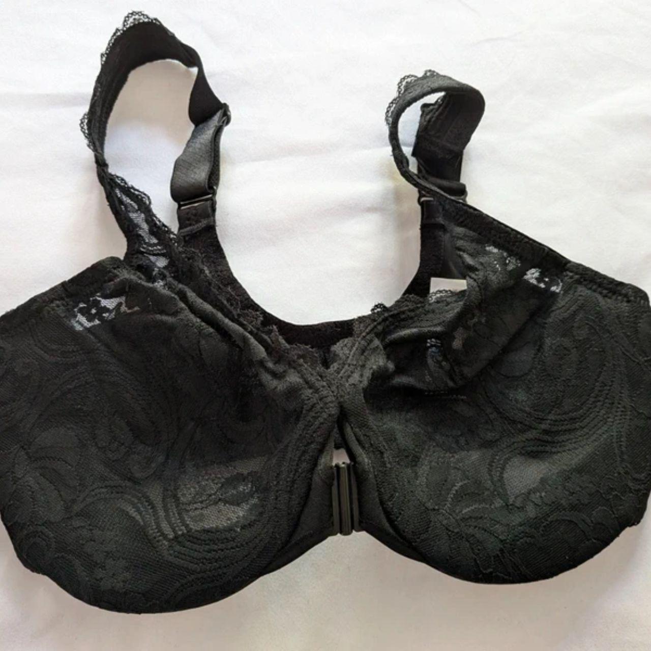 Glamorise Wonderwire Front-Closure Stretch Lace Underwire Bra 9245 Black 30DD