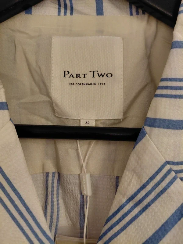 Part Two Beige & Blue Striped Blouse Size 4-6