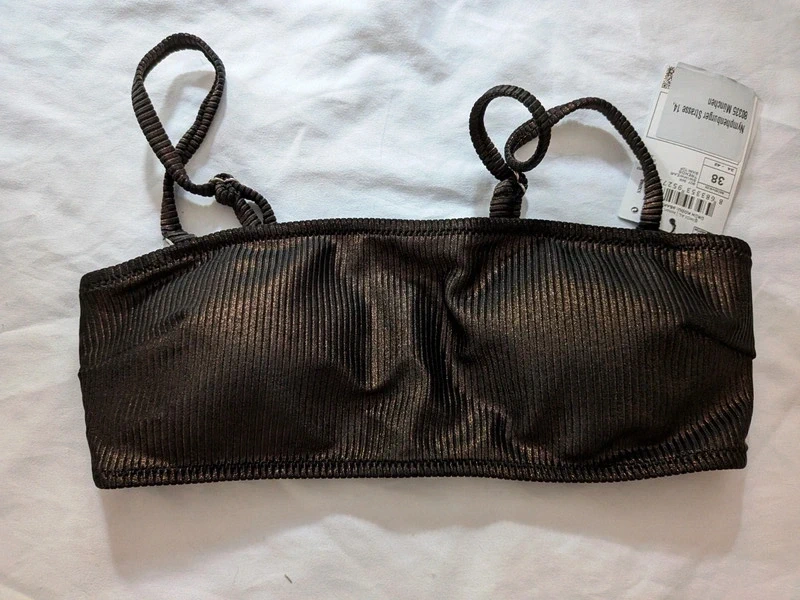 Koton Strapless Bikini Top Tissued Padded Glitter Copper Size 8