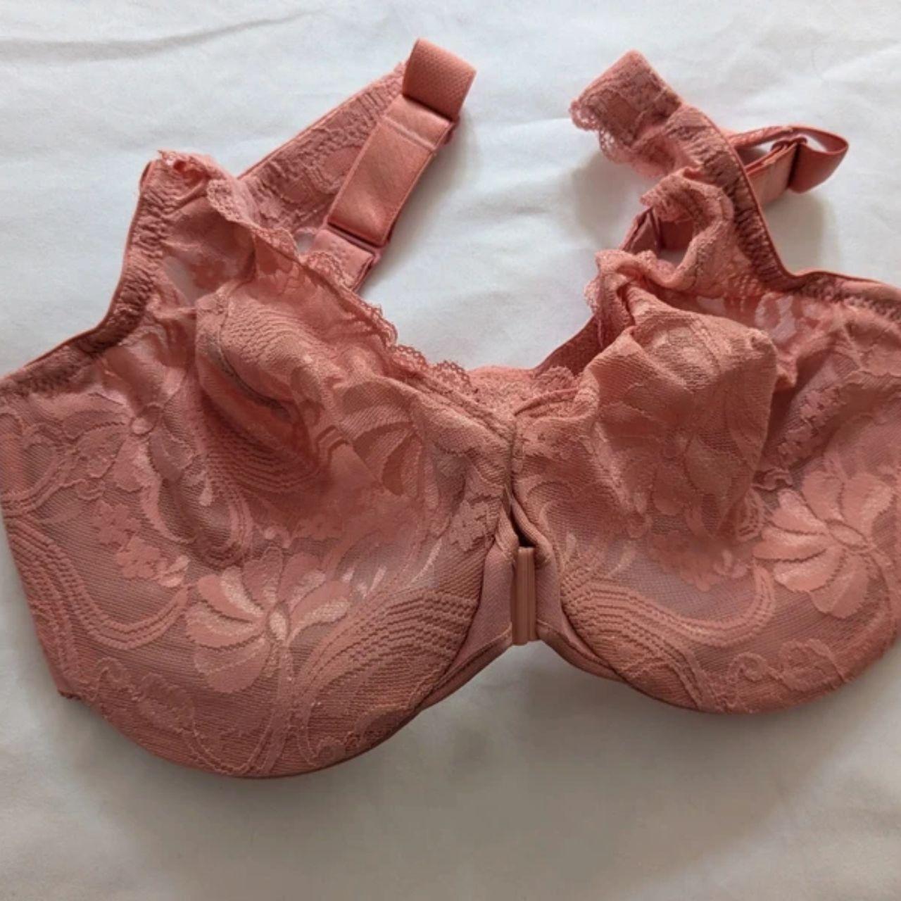 Glamorise Wonderwire Front-Closure Stretch Lace Underwire Bra 9245 Apricot 32DD