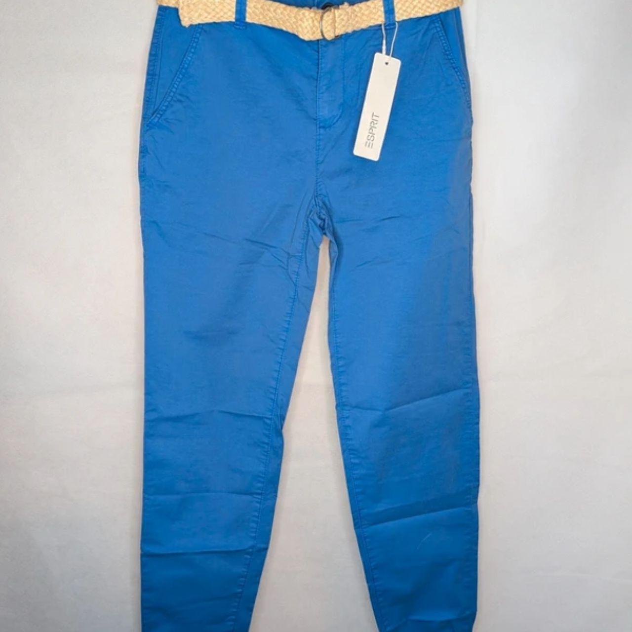 Womens Esprit Blue Chino Trousers with Beige Belt 26W x 32L
