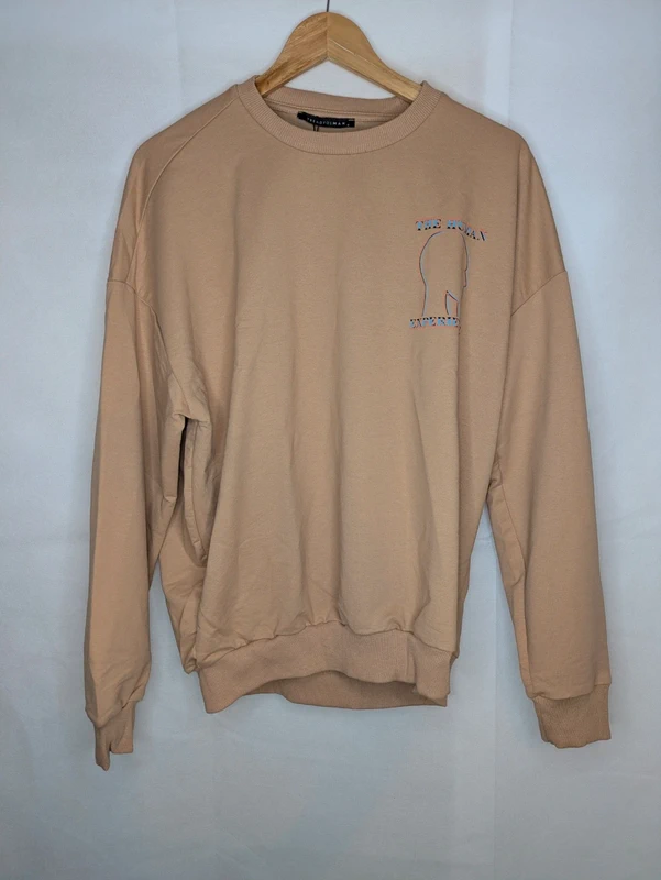 Trendyol Man Human Experience Beige Jumper Size Small