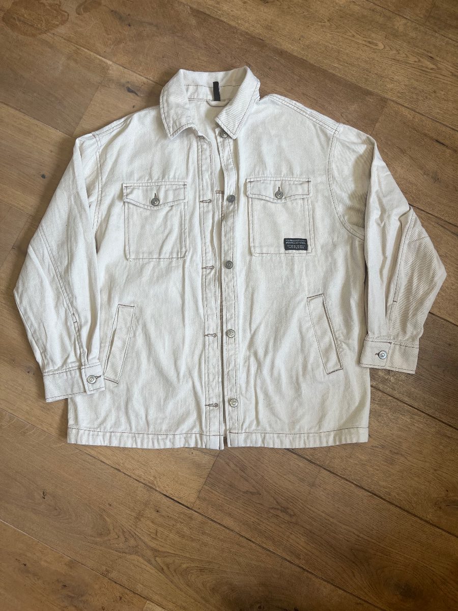 Women’s H&M Cotton Oversized Cream Jacket Shacket Shirt S 10 12 14