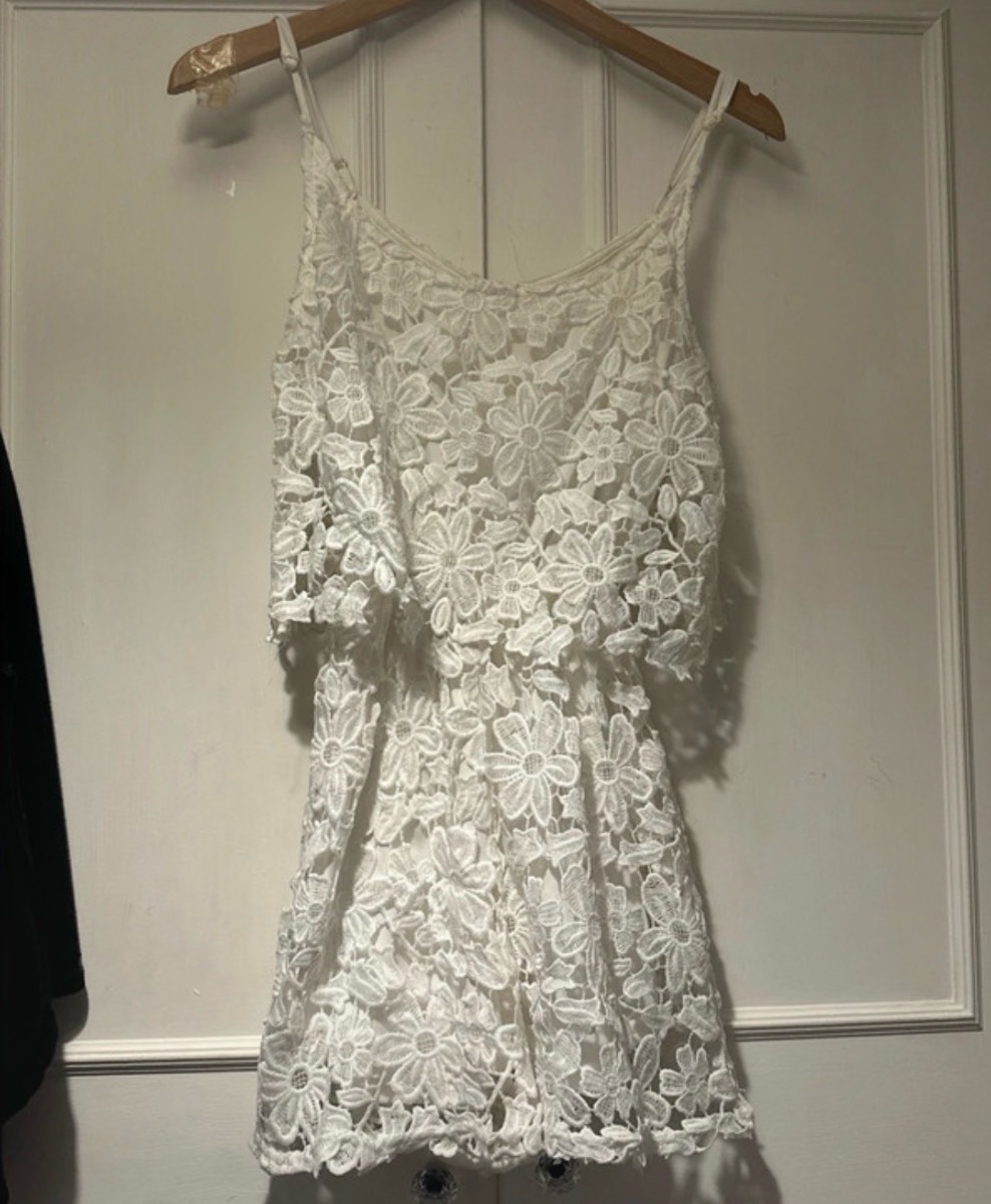 White floral playsuit size 8