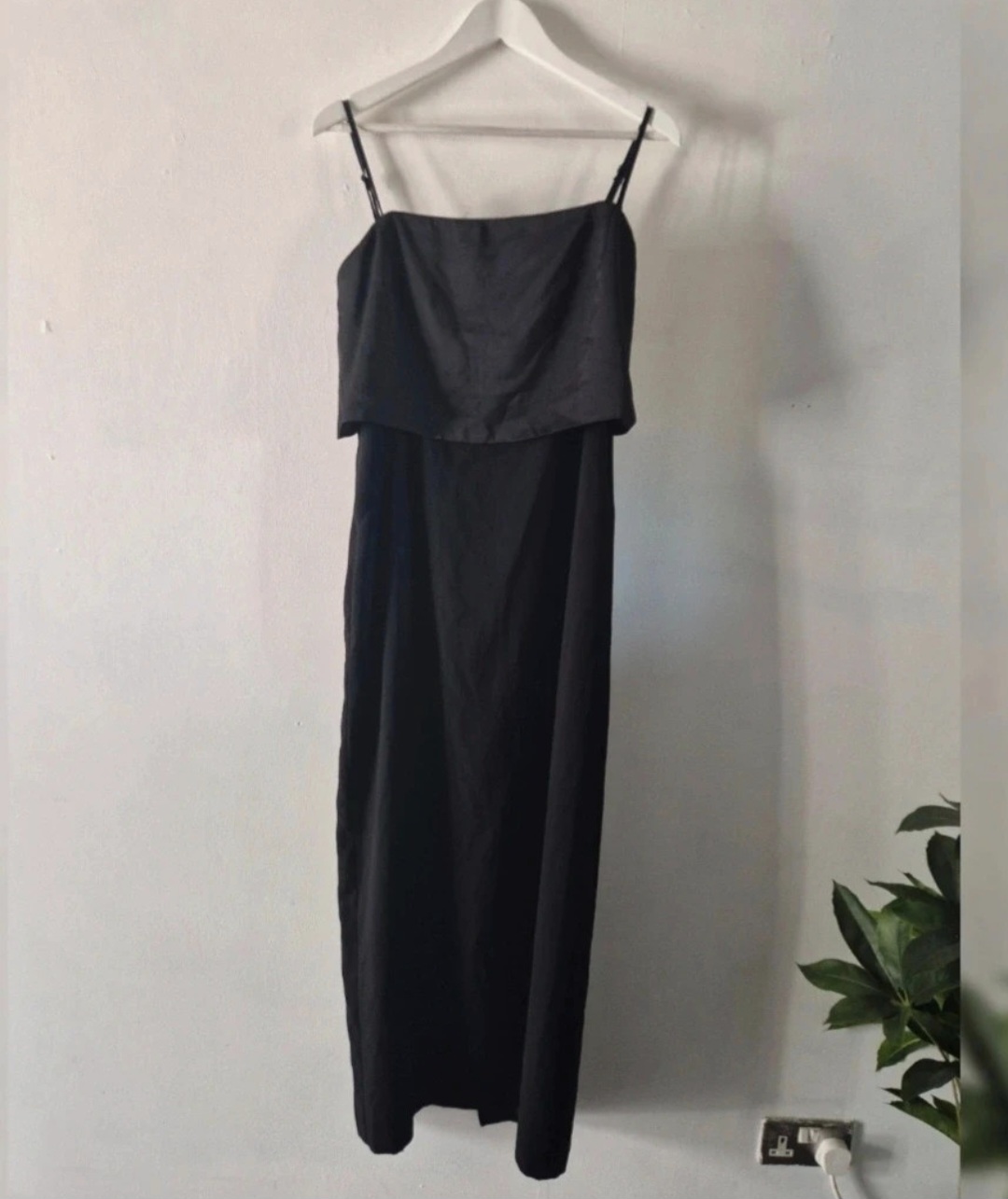 Wallis black slip dress with unique layered design size 14