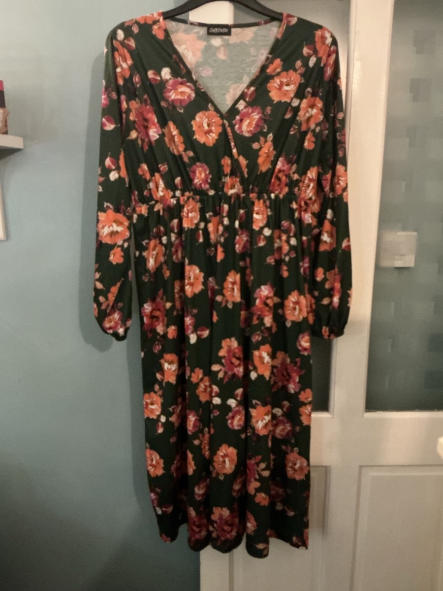 Curve-Wow Floral Green Multicoloured Dress Plus Size 20