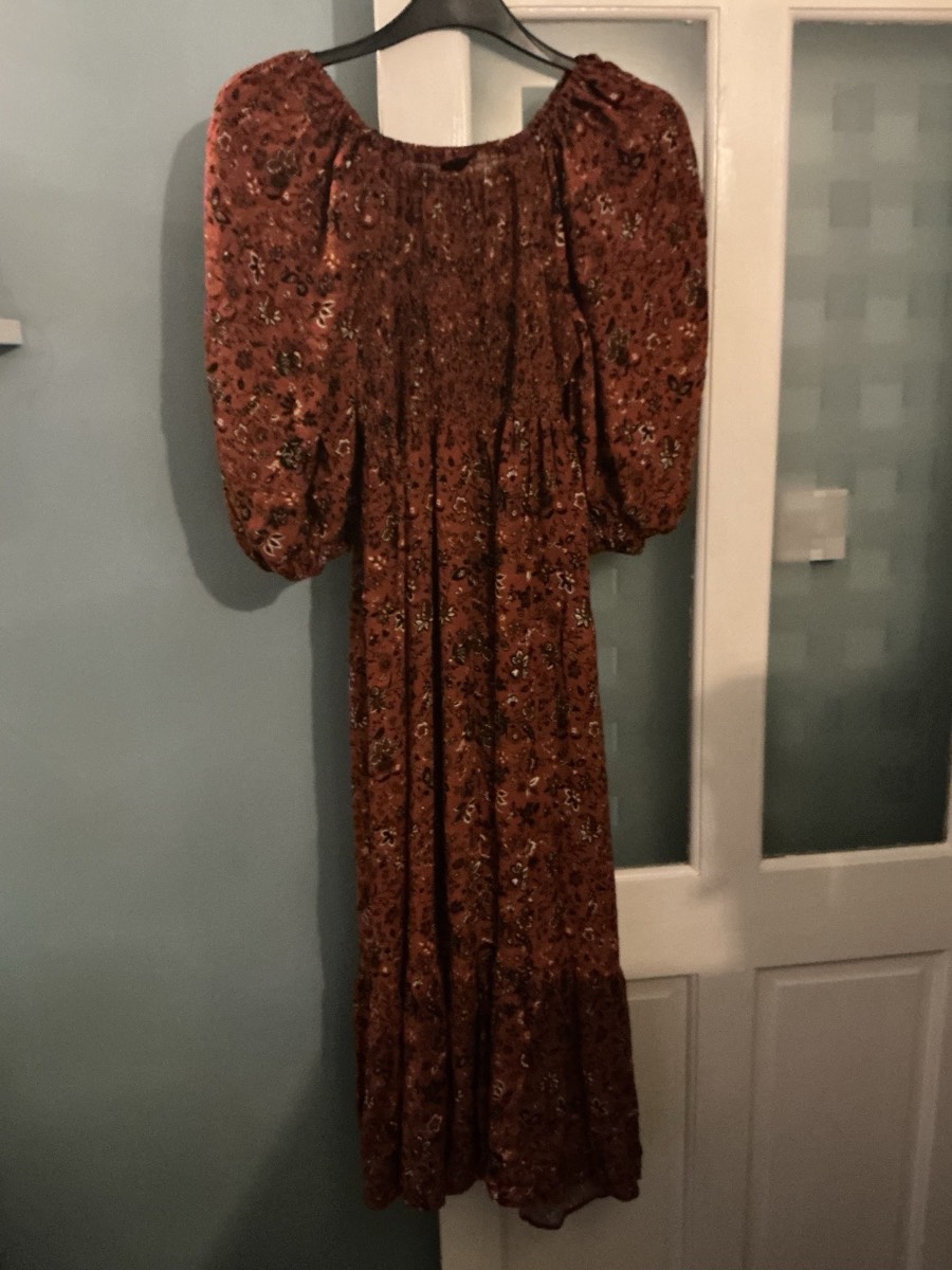 Your Long Brown Floral Dress Plus Size 20 Short Sleeved