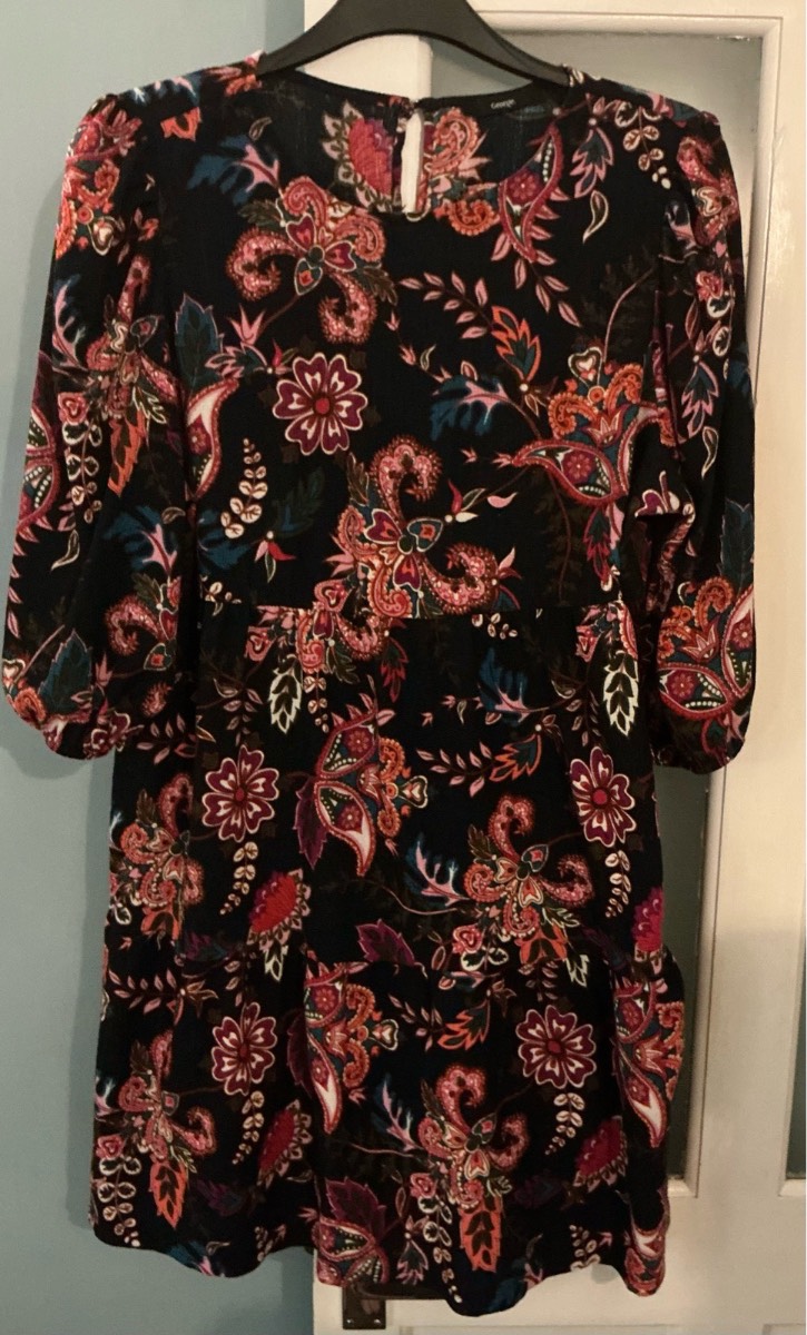 George Multicoloured Floral Dress Size 18 Half Sleeve