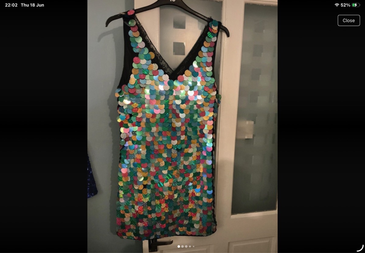 Michelle Keegan Large Sequins Dress Multicolour Size 10 Sleeveless