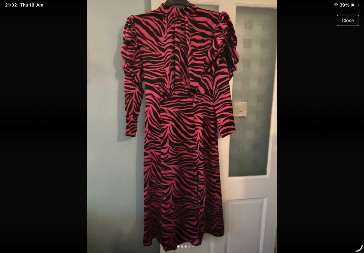 AX Pink Animal Print Long Dress Size 12 short sleeved