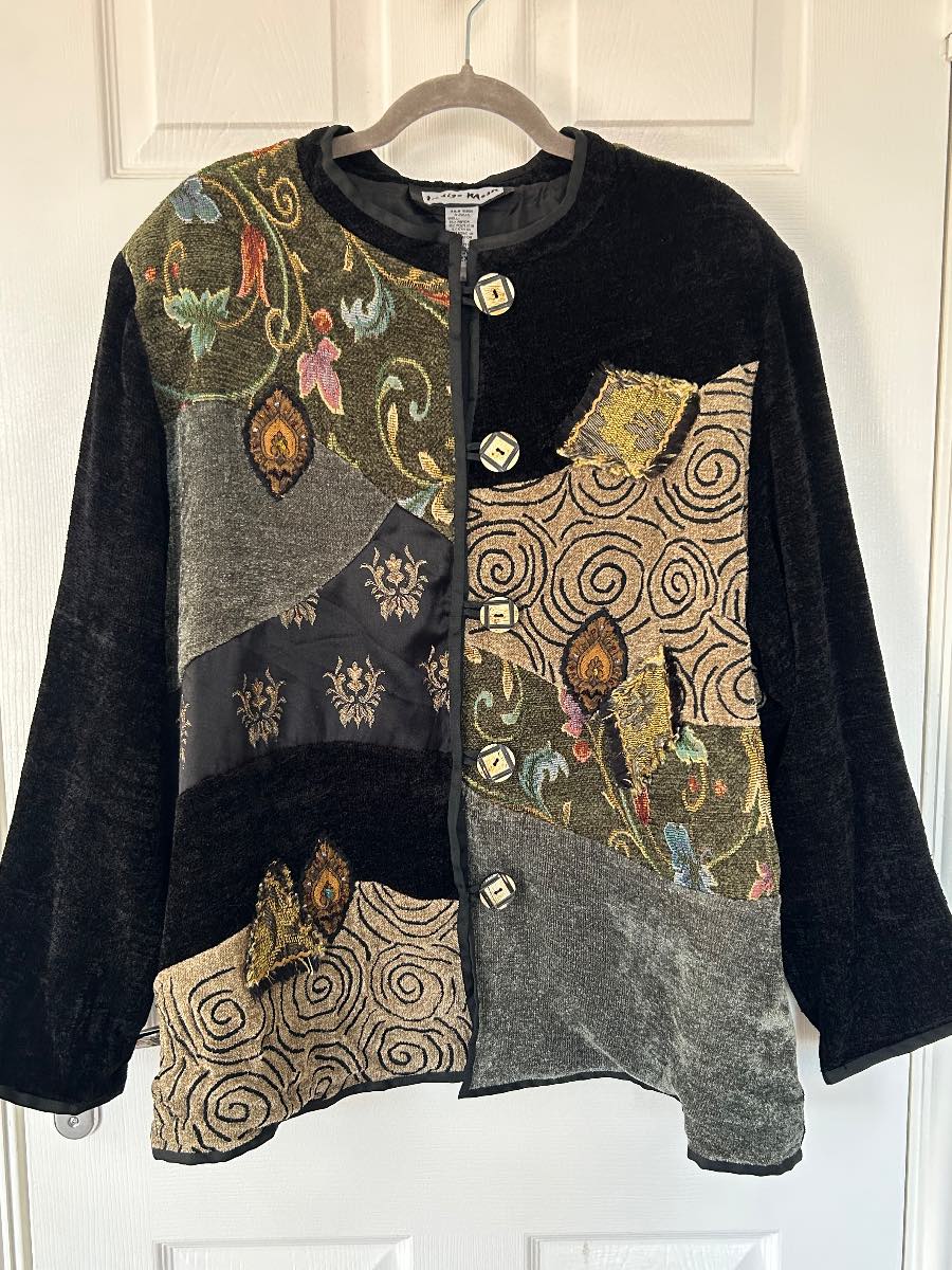 Vintage Indigo Moon Patchwork Jacket UK 20-22