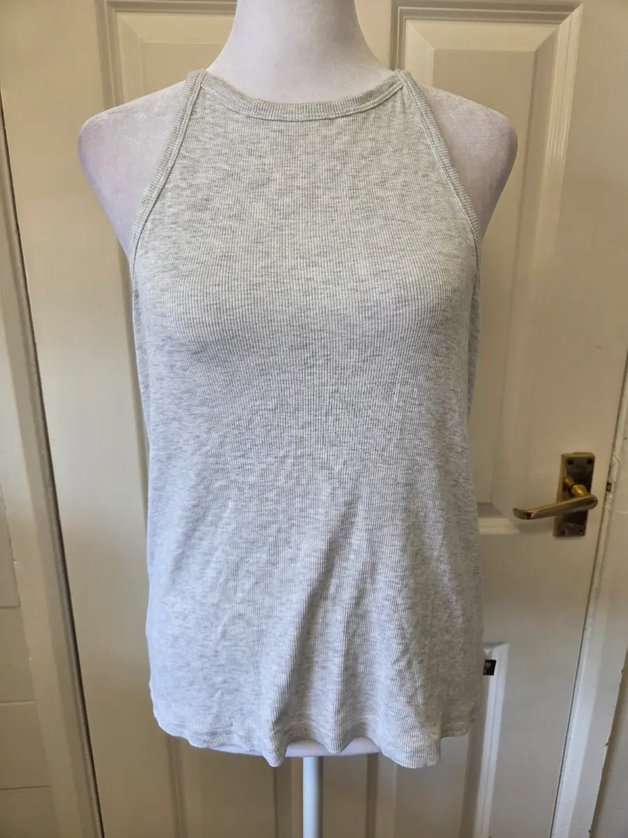 F&F Grey Ribbed High Neck Tank Top/Vest. Size 12-14