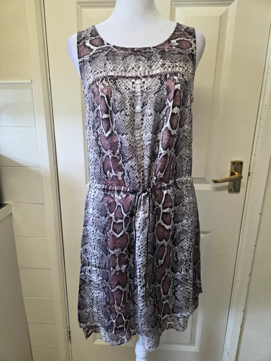 Brand New Black Mojito Snakeskin Print Sleeveless Mini Dress. Size Small