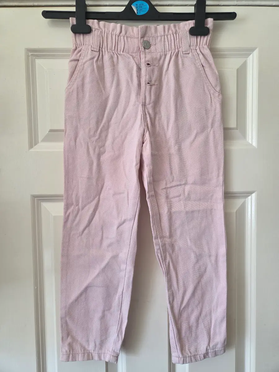 Denim & Co Girls Pink Paperbag Jeans. Age 5-6 Years