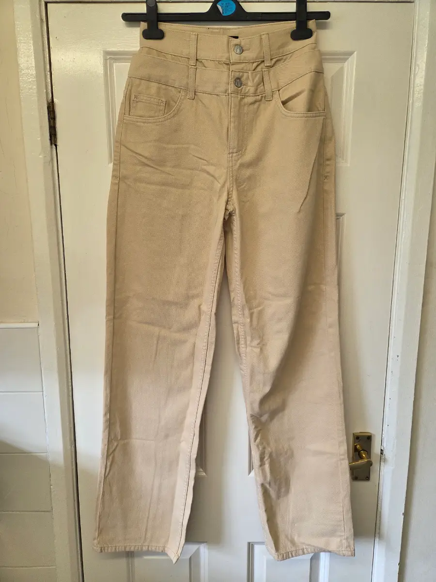 Reclaimed Vintage Double Waistband Beige Jeans. Waist 26 (Size 6)