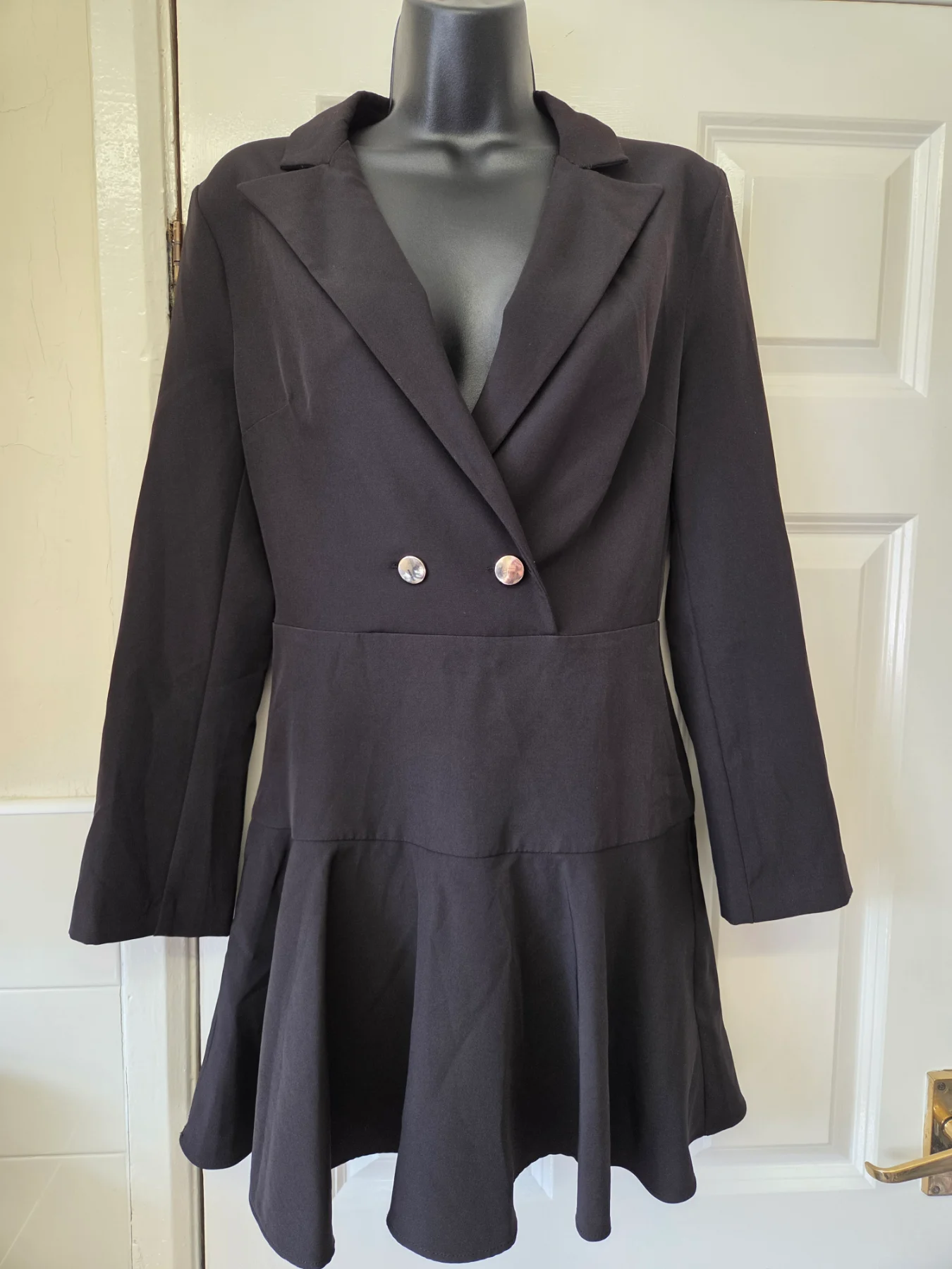 Zara Black Blazer Playsuit with Flared Hem. Size EUR Small