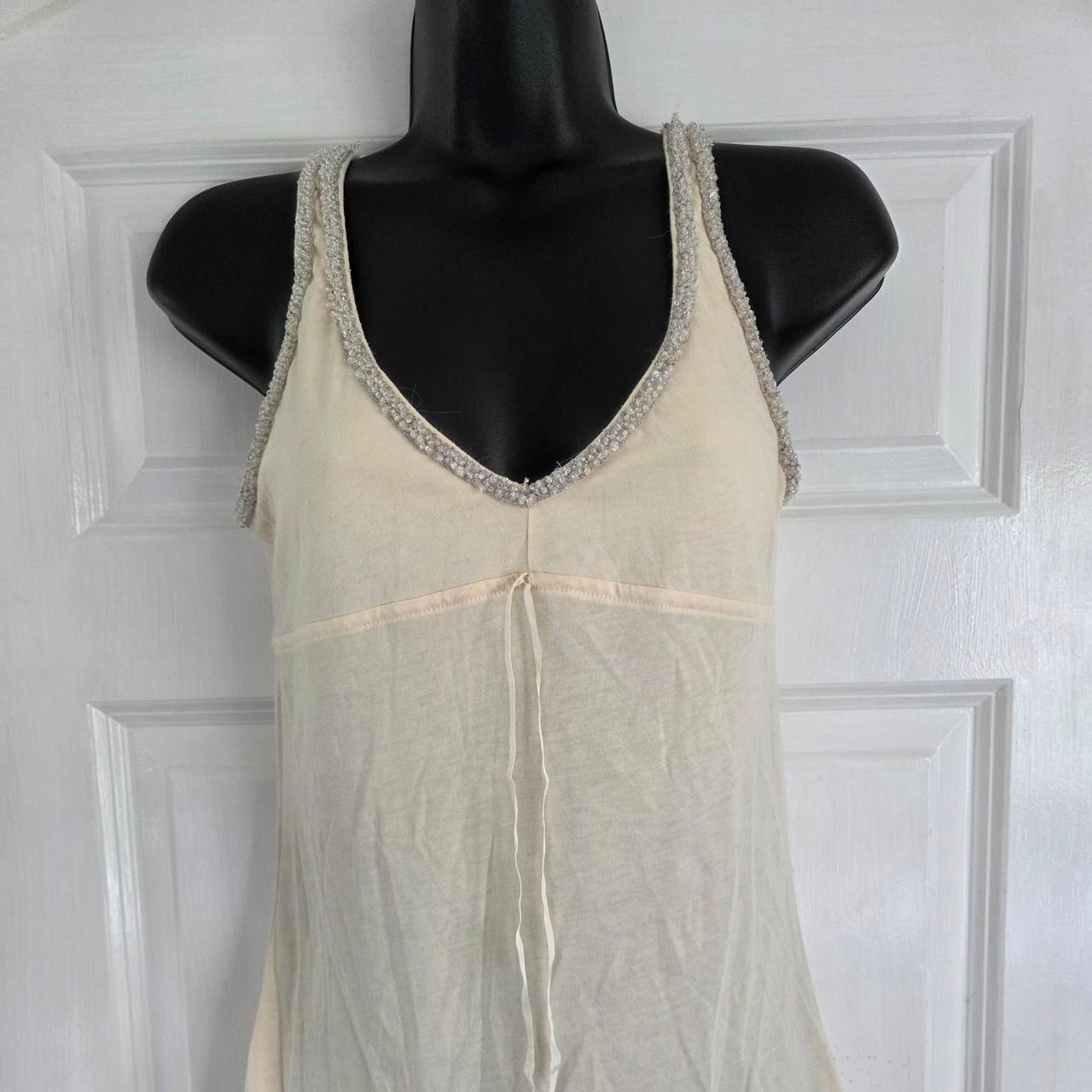 Vintage Abercrombie & Fitch Beaded Cami Top- Cream/Ivory.  Size Medium