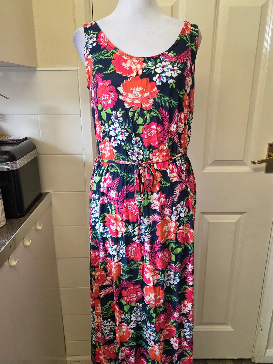 M&S Collection Multi-Coloured Tropical Floral Summer Maxi Dress. Size 10