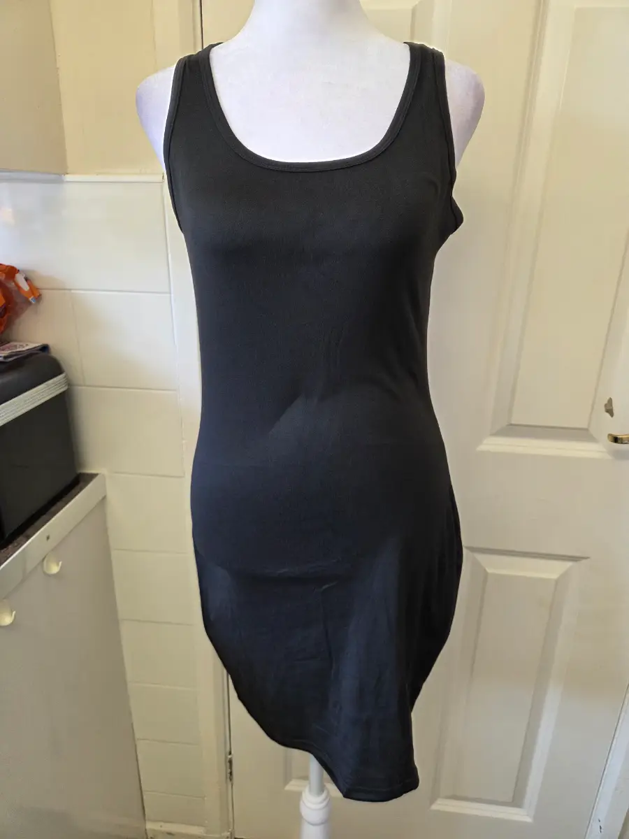 Classic Black Scoop Neck Tank Dress. Size Small