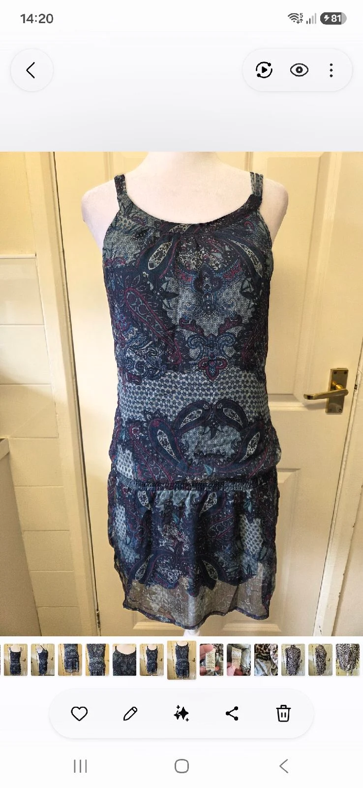 Vintage EDC Esprit Whimsigoth Paisley Chiffon Tank Dress Size 34 (UK 6) Festival Boho