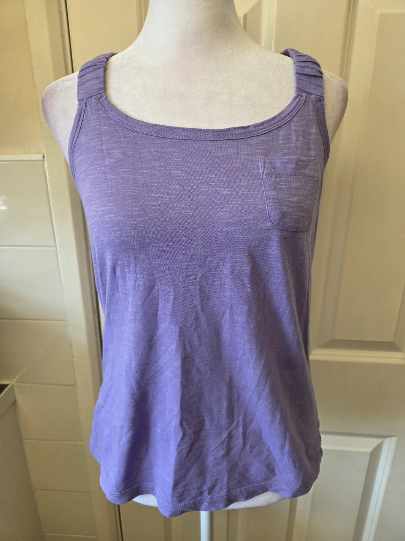 Loft Petites Purple Slub Knit Tank Top with Pocket. Size XS
