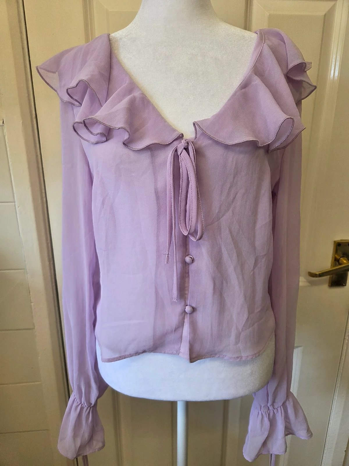 Fairycore Lilac/Lavender Ruffled Long Sleeve Blouse. Size XS