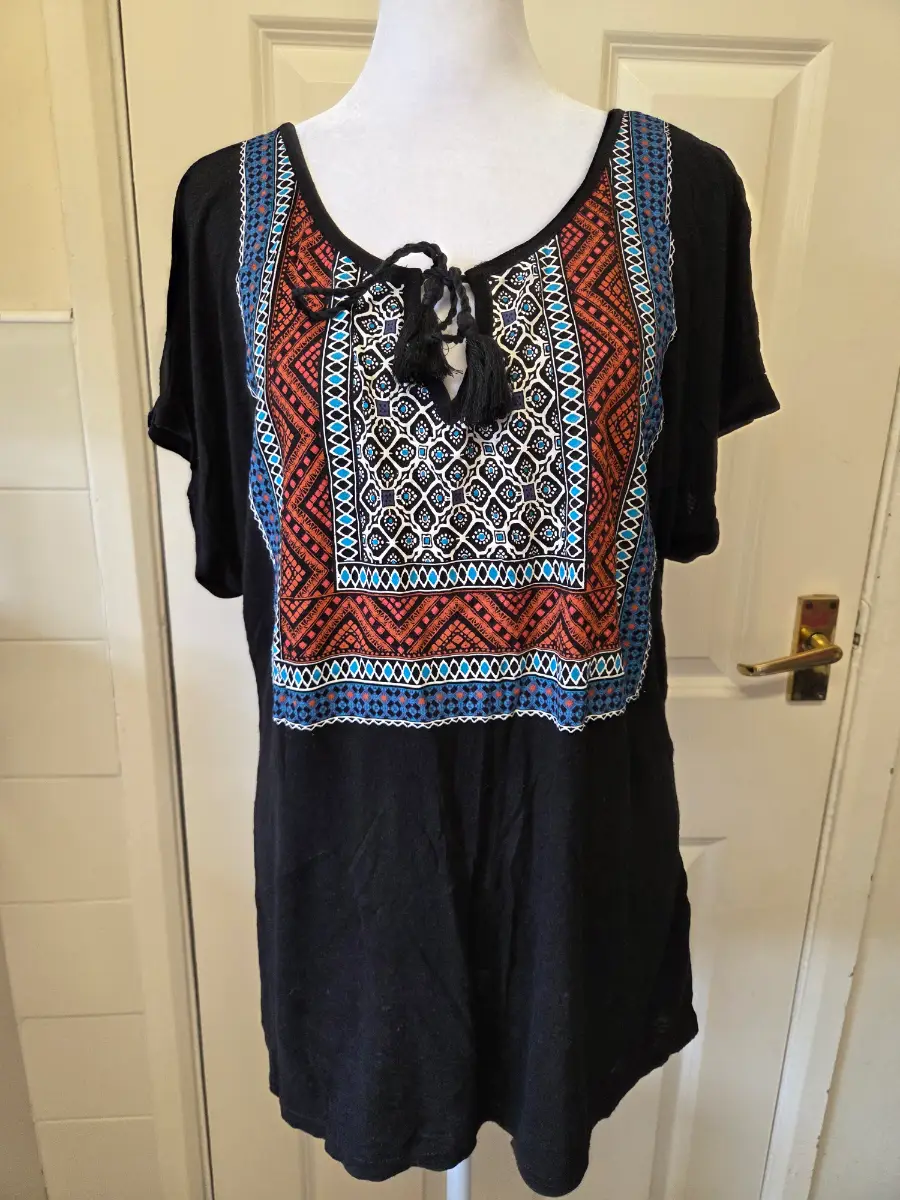 New Look Boho Embroidered Tunic Long Top. Size 12