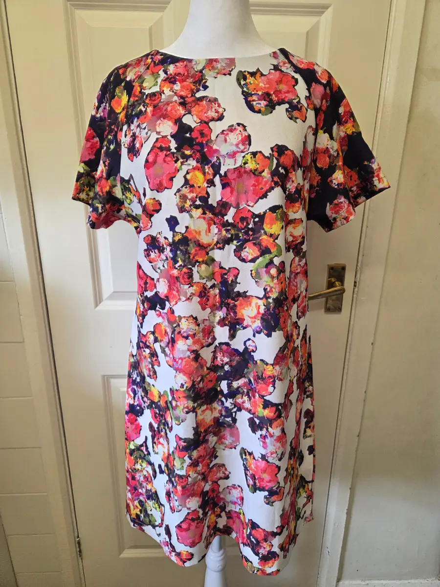 Girls on Film Multicoloured Floral Short Sleeve Shift Dress. Size 10