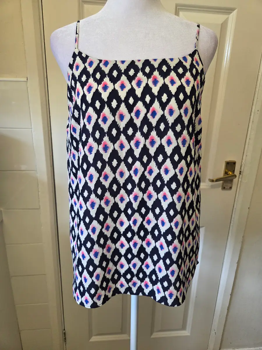 Papaya Weekend Ikat Cami Top Size 10 Pink Blue Diamond Strappy Vest