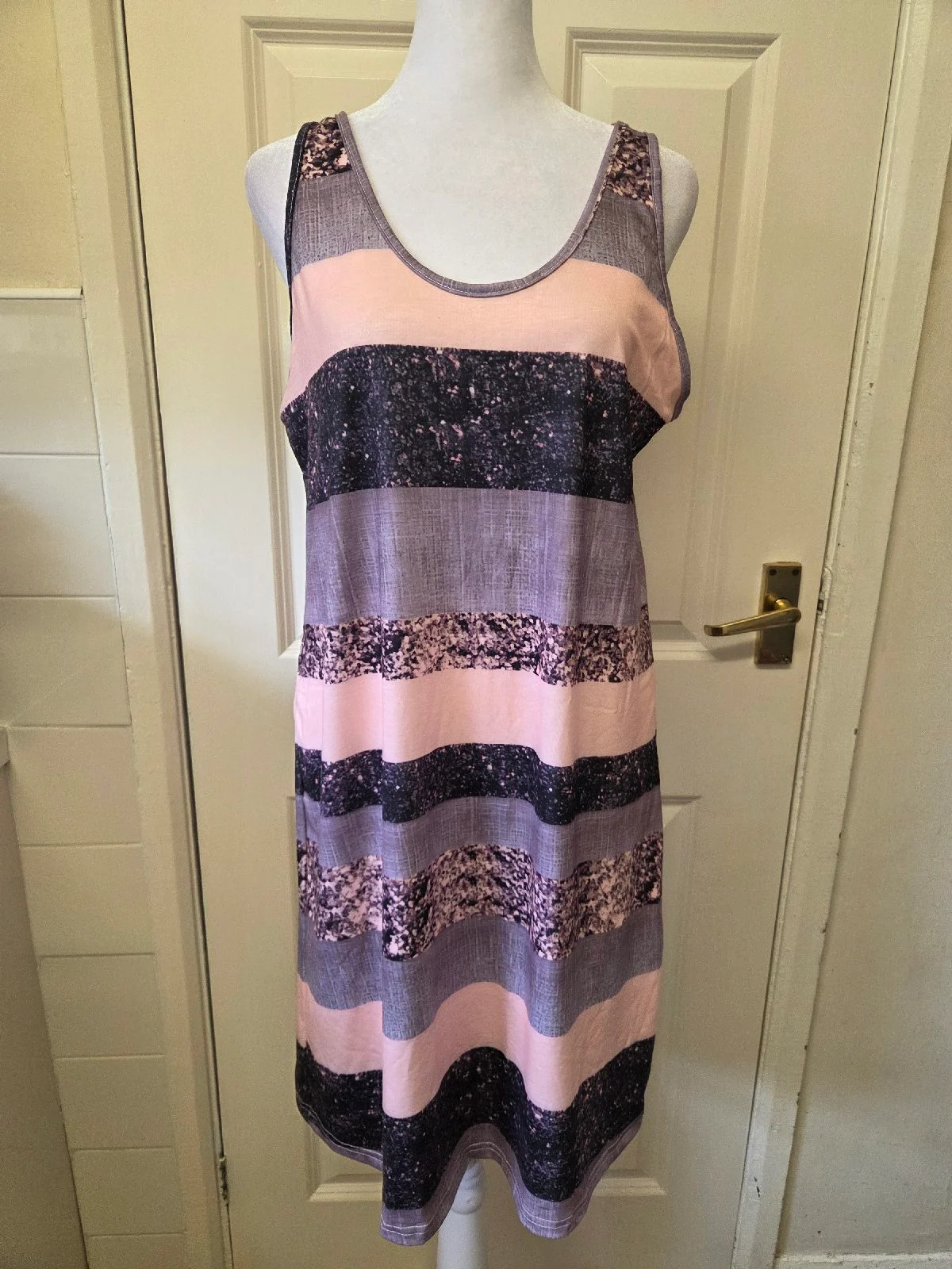 Emery Rose Striped Shift Dress. Pink Purple Marled Pattern. Size L (UK12-14)
