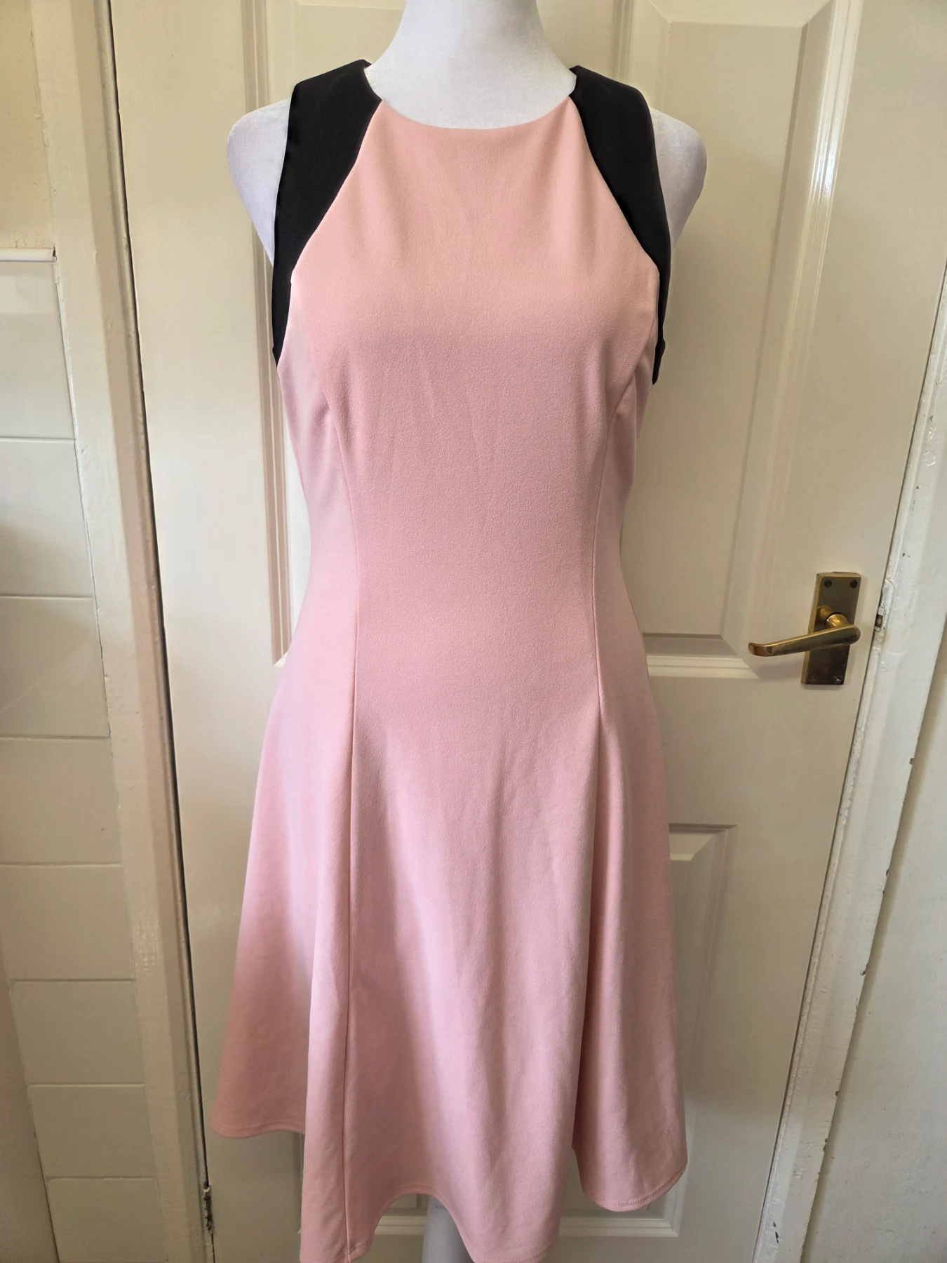 Roman Originals Light Pink & Black Colour Block Fit & Flare Dress. Size 10